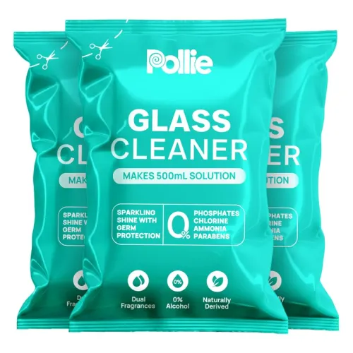 Image of Pollie Glass Cleaner Pack of 3 Sachets (1.5L) | 1 Sachet Makes 500 Ml