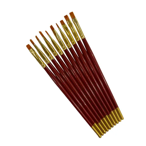 Image of polo Synthetic Hair Flat Brushes 4 | Pack of 10 | Premium Fine Edge Paintbrush Set for Acrylic, Wate