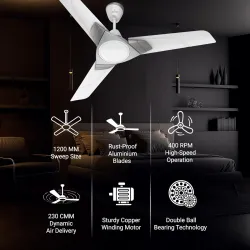 Polycab Aereo Plus Star Rated, 1200mm Ceiling Fan For Home | High Speed & Air Delivery | Saves Up To 33% Electricity, Ru