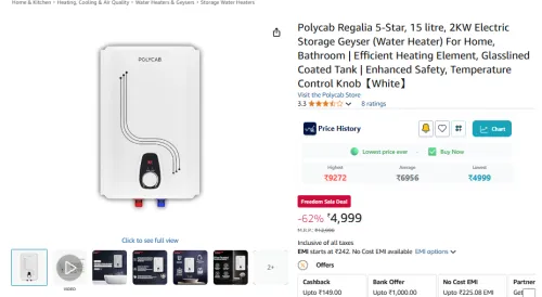 Image of Polycab Regalia 5 Star 15 L Storage Geyser