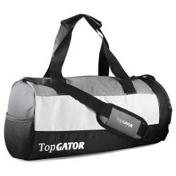 Polyester Gym Bag Sports Duffel With Shoe Compartment 34 L (Grey/Black), 25 Cm