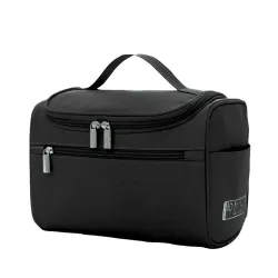 Polyester Womens Multi Functional Travel Toiletry Hanging Makeup Organiser Bag (Black)