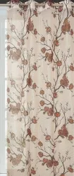 Polyester Semi Transparent Printed Floral Tissue Curtain (Brown, 5 Feet) - Set of 1
