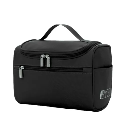 Image of Polyester Women's Multi Functional Travel Toiletry Hanging Makeup Organiser Bag (Black)