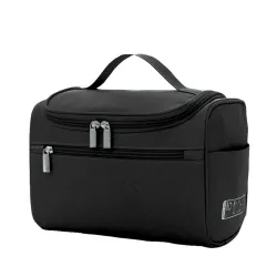 Polyester Womens Multi Functional Travel Toiletry Hanging Makeup Organiser Bag (Black)