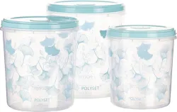 POLYSET Plastic Utility Container - 22 L (Pack of 3, Clear, Light Blue)