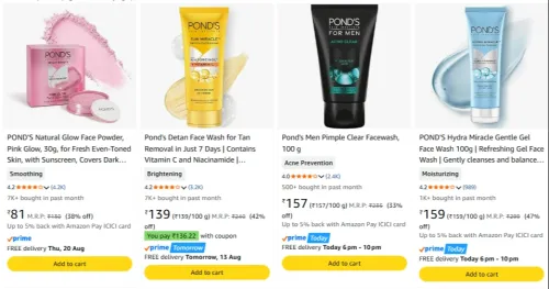 Image of Ponds Beauty Products Starting ₹81 
