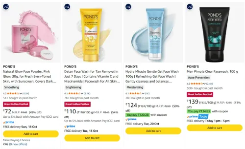 Image of Pond'S Bright Beauty Products starting ₹72