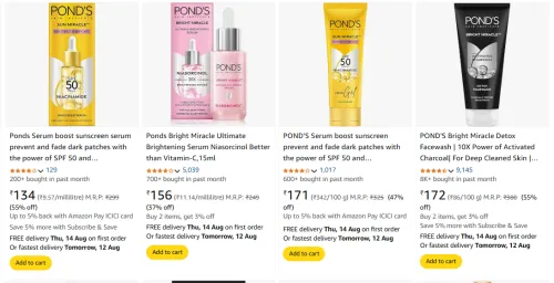 Image of Ponds Product Minimum 50% Discount