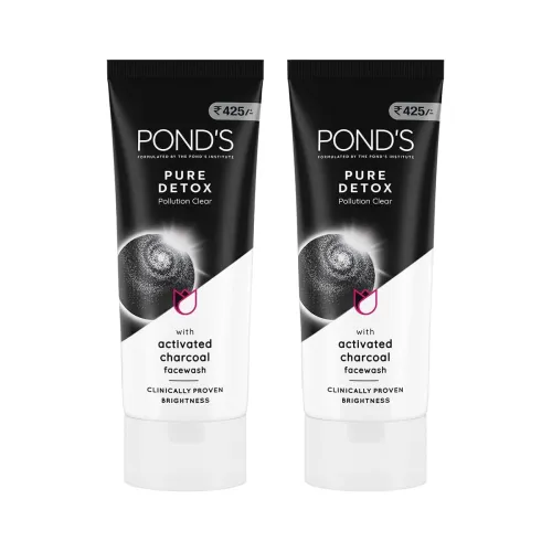 Image of POND'S Pure Detox Face Wash 200 g, Daily Exfoliating & Brightening Cleanser, Deep Cleans Oily Skin - With Activated Char
