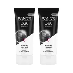 PONDS Pure Detox Face Wash 200 g, Daily Exfoliating & Brightening Cleanser, Deep Cleans Oily Skin - With Activated Char