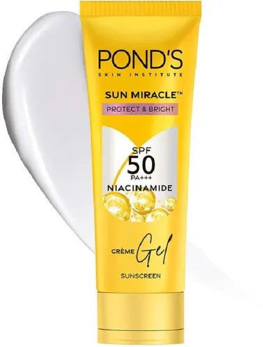 Image of POND's Sunscreen - SPF 50 PA+++ Creme Gel Sun Miracle Protect & Bright, With Niacinamide (100 g)