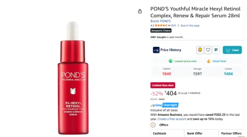 Image of POND'S Youthful Miracle Hexyl Retinol Complex, Renew & Repair Serum 28ml