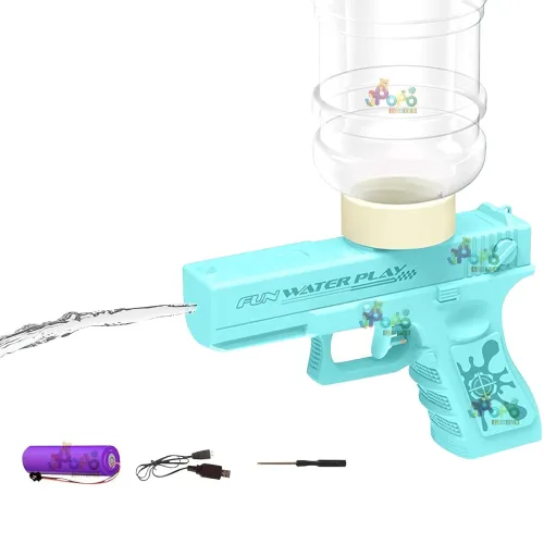 Image of Popo toys Holi Electric Water Gun | 2 Modes | Water Column + Spray | Range 30-35 Feet | Blue | with Free 2-Size Water Co