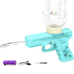 Popo toys Holi Electric Water Gun | 2 Modes | Water Column + Spray | Range 30-35 Feet | Blue | with Free 2-Size Water Co