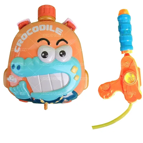 Image of PoPo Toys Holi Pressure Pichkari with Crocodile Bag Tank- 2 LTR | with Free Balloons, Gulal and Surprise Holi Gift | Mul