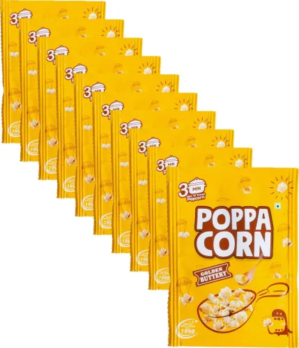 Image of poppacorn Instant Cooker Popcorn 35gX10 Pouches Imported Corn Kernels Golden Buttery Popcorn (35 g, Pack of 10)