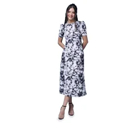 POPWINGS Casual Lavender Floral Printed Sheath Dress for Women