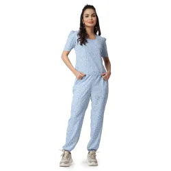 POPWINGS Casual Printed Top and Joggers Co-Ord Set for Women || Stylish Summer Co-Ords Set for Women || Round-Neck Top and Joggers Combo Set for Women