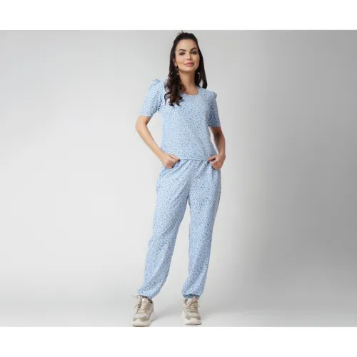 Image of POPWINGS Casual Printed Top and Joggers Set for Women || Stylish Summer Co-Ords