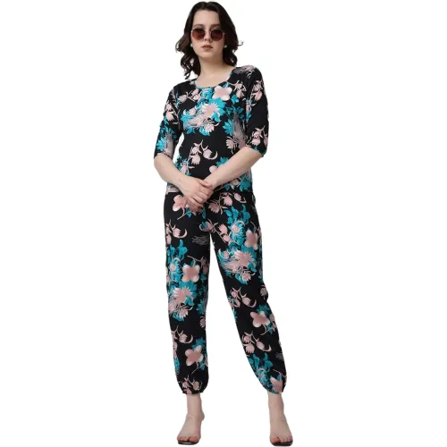 Image of POPWINGS Casual Printed Top and Joggers Set for Women || Stylish Summer Co-Ords Set for Women |