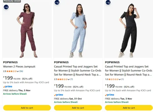 Image of POPWINGS Women 2 Pieces Jumpsuit at minimum 73% Discount