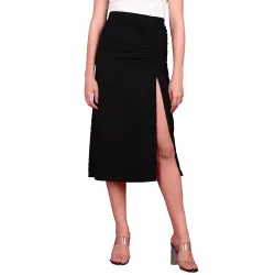 POPWINGS Women Casual Beige Long Skirt 