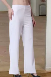 POPWINGS Women Flared White Viscose Rayon Trousers