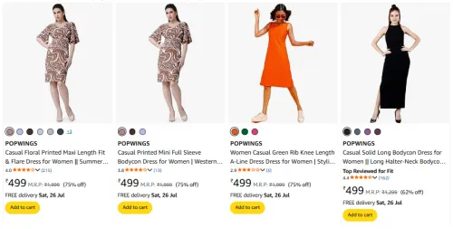 Image of POPWINGS Women's Clothing Starting @ ₹499