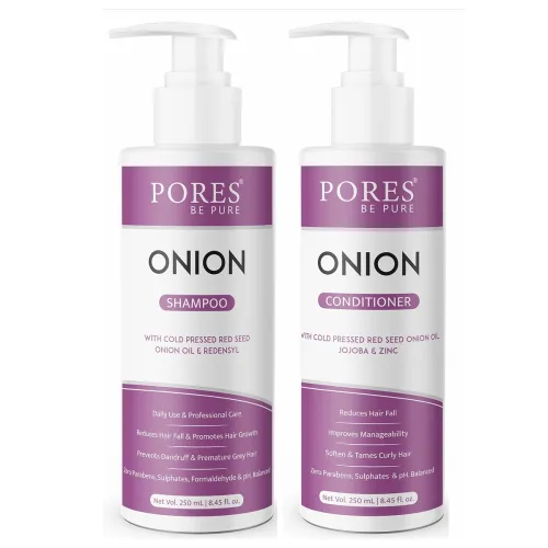 Image of PORES Be Pure Onion Shampoo and Conditioner Combo ( 250 ml X 2 )