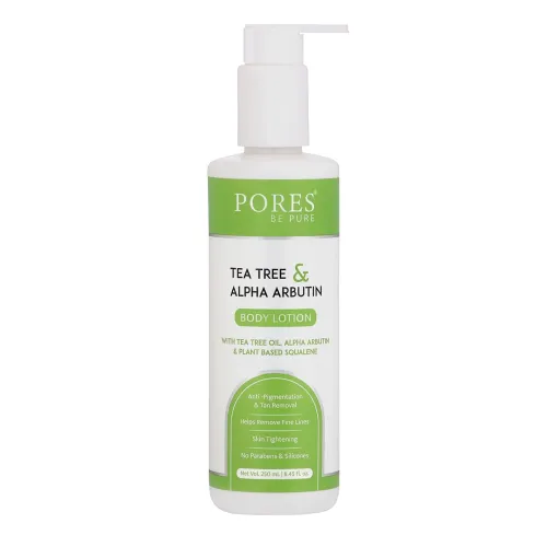 Image of PORES Be Pure Body Lotion with Tea Tree Oil, Alpha Arbutin & Plant-Based Squalane | Anti-Pigmentation & Tan Removal Mois