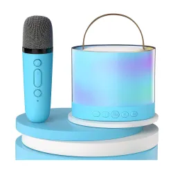 Portable Karaoke Bluetooth Speaker with Wireless Mic, 5W HiFi Sound, RGB LED Lights, Voice Change Effects, Rechargeable