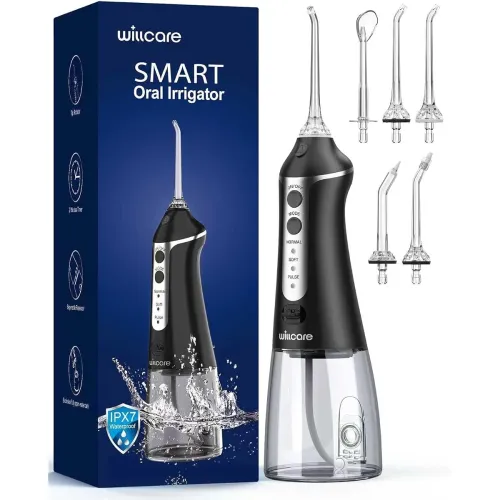 Image of Portable Cordless Water Dental Flosser with 300ml Tank (Black)