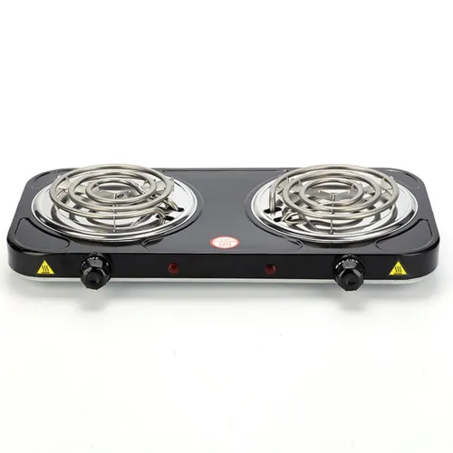 Image of Portable Electric Coil Burner Cooktop Double 2000W Black