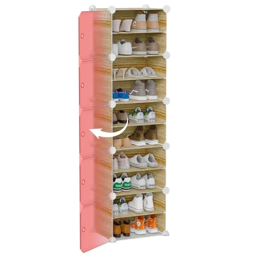 Image of Portable Shoe Rack - 10-Layer Wooden Looking Organizer