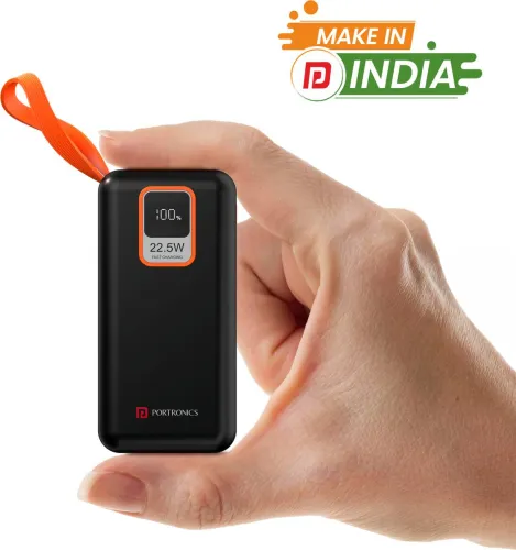 Image of Portronics 10000 mAh 22.5 W Power Bank  (Black, Lithium-ion, Fast Charging for Mobile)