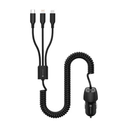 Portronics 17 W Turbo Car Charger (Black, With USB Cable)