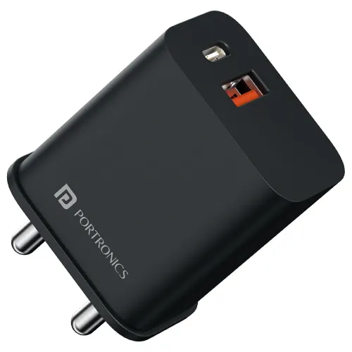 Image of Portronics 20W Adapto 20B Dual Port (Type C PD & USB-A) Fast Charging Adaptor