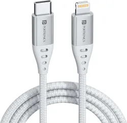 Portronics Lightning Cable 2 A 1 m Konnect L1 20W Type C to 8 Pin (Compatible with Smartphones, White, One Cable)
