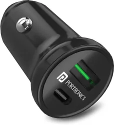 Portronics 38 W Turbo Car Charger  (Black)