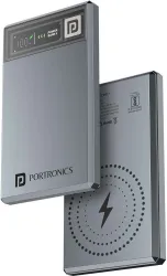 Portronics 5000 mAh 20 W Wired & Wireless Compact Pocket Size Power Bank (Dark Grey, Lithium Polymer, Fast Charging for 