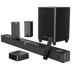Portronics 600W Sound Slick X1 5.1.2 CH Dolby Atmos Soundbar Home Theatre with Wireless Satellite Speaker, Wired Subwoof