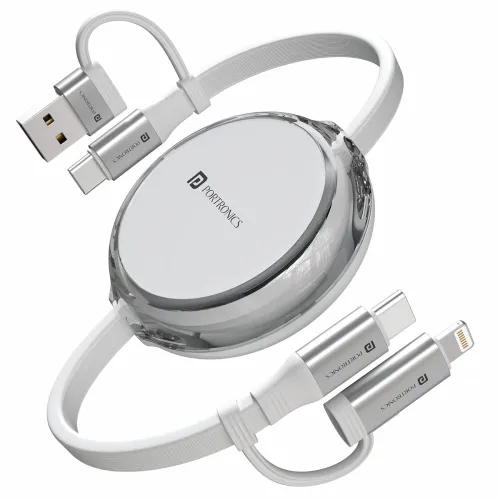 Image of Portronics 60W Quadline 4-In-1 Multifunctional Fast Charging Retractable Cable