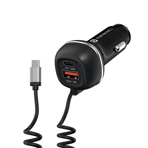 Image of Portronics 71W Fast Car Charger with 33W Type-C Cable
