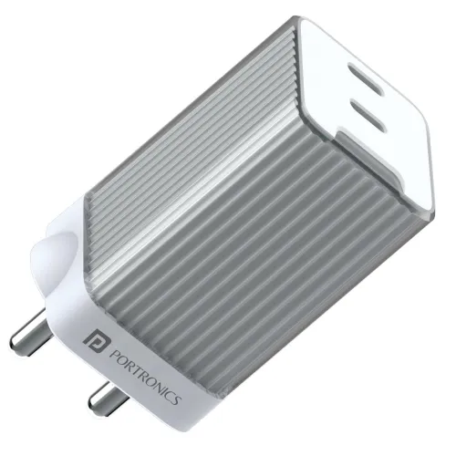 Image of Portronics Adapto 4 Fast Charging Adapter, 45W High Power Wall Charger with Dual PD 3.0 Ports