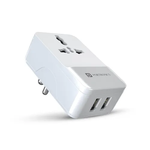 Image of Portronics Adapto III Dual USB Adapter with 1 AC Power Socket 3.4Amp 