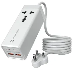 Portronics Adapto Volt 65 Power Strip (65W, 5-in-1, 2 Type-C PD, White)