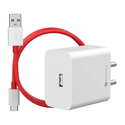 Image of Portronics Adapto 35A – 35W Fast Charger with 1M Cable (White)