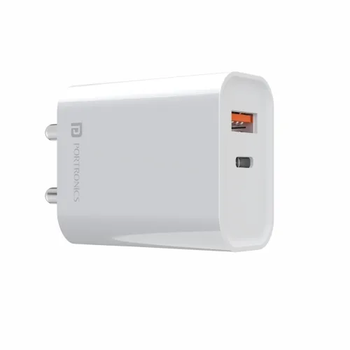 Image of Portronics Adapto 45 Fast Charger – 22.5W, Dual Output (White)