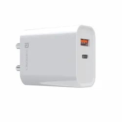 Portronics Adapto 45 Fast Charger – 22.5W, Dual Output (White)